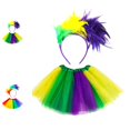 thumbnail image 1 of UJNDER Kids Rainbow Feather Headband Tutu Skirt Set for Carnival Festival Dance Performance Girls Short Toddler Girl Outfits,Green,4-8 Years, 1 of 3