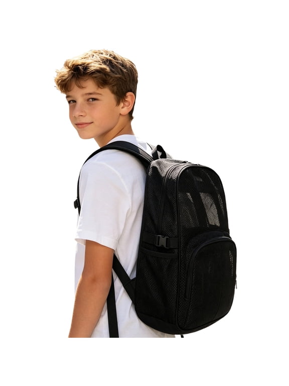 Kids School Backpack Breathable Mesh Gym Backpack with Padded Straps, Lightweight Comfortable Rucksack for College and Daily Workout Kids Bookbag 01_Black,One Size
