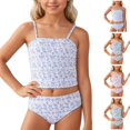 thumbnail image 1 of UJNDER Kids Swimsuit Girls One Piece for Swimming Beach Pool with Comfortable Soft and Stylish Floral Design 4-14Y Bathing Suit for Girls Blue,7-8 Years, 1 of 7