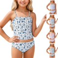 thumbnail image 1 of UJNDER Kids Swimsuit Girls One Piece for Swimming Beach Pool with Comfortable Soft and Stylish Floral Design 4-14Y Bathing Suit for Girls Sky Blue,9-10 Years, 1 of 6