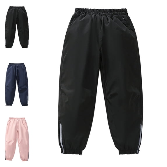 UJNDER Kids Windproof Lined Waterproof Ski Trousers Thermal Winter Style for Hiking Adventure Kids Hiking Pants,01_Black,6-7 Years