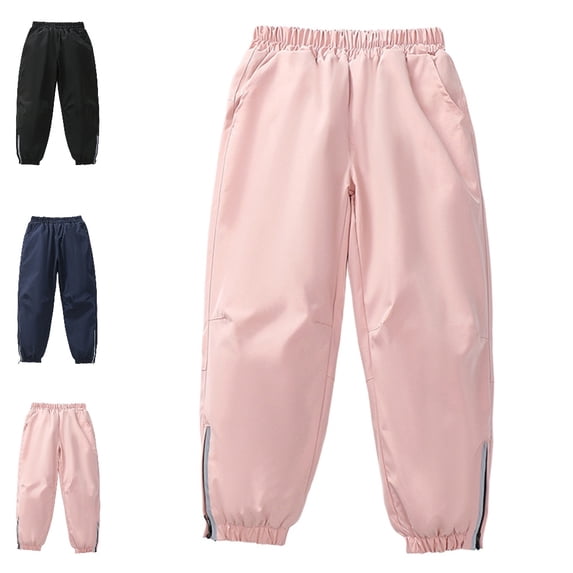 UJNDER Kids Windproof Lined Waterproof Ski Trousers Thermal Winter Style for Hiking Adventure Kids Hiking Pants,01_Pink,8-9 Years