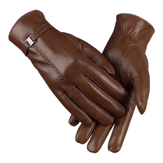 UJNDER Ladies' 2025 Autumn Winter Versatile Windproof Thick Cold Leather Gloves for Stylish Comfort Coffee