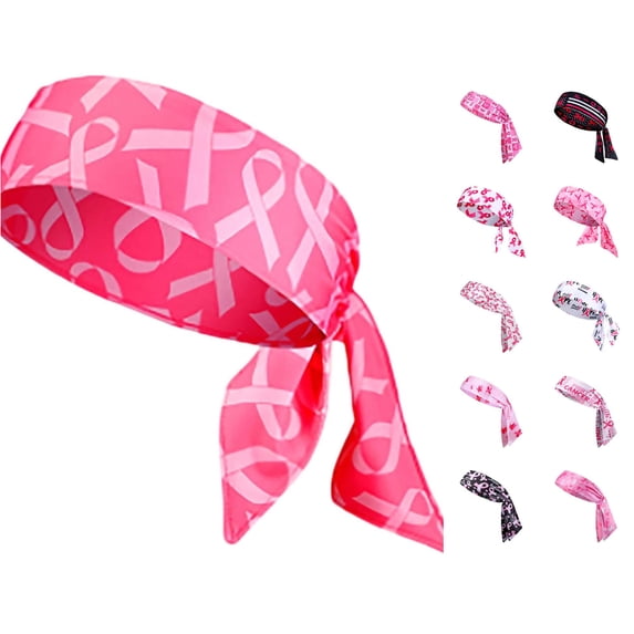 UJNDER Ladies Ribbon Sports Yoga Hair Tie Headband Care Awareness Flowing Scarf Band Headbands for Women,Pink1,One Size