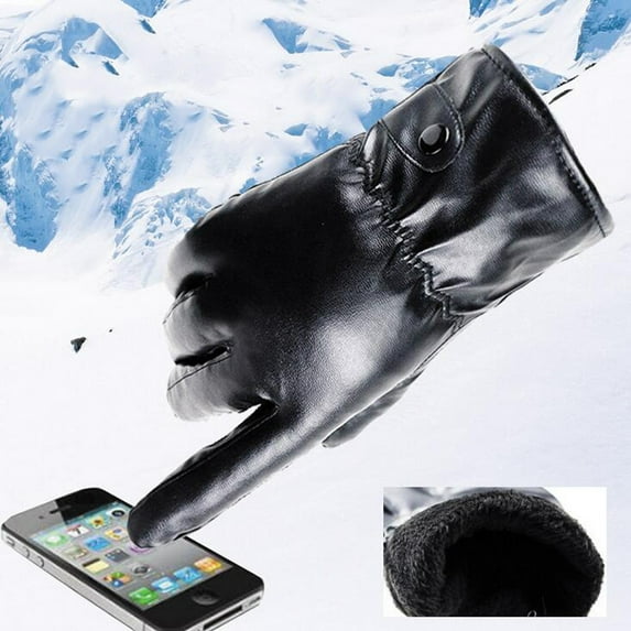 UJNDER Leather Winter Gloves for Men Warm Super Driving and Formal Wear Black One Size
