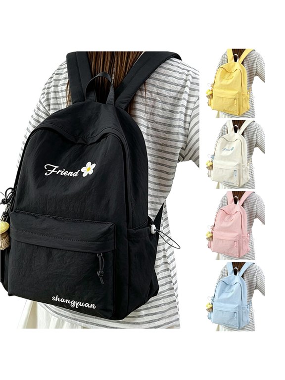 Letter Printed Large Capacity Backpack for Middle School Students Lightweight Versatile Daypack for Travel and School Middle School Backpack,01_Black,Large