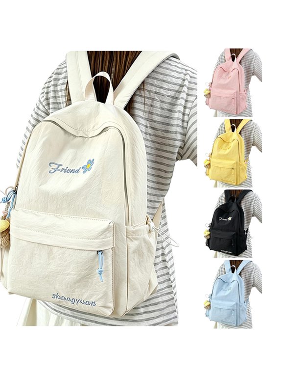 Letter Printed Large Capacity Backpack for Middle School Students Lightweight Versatile Daypack for Travel and School Middle School Backpack,01_White,Large