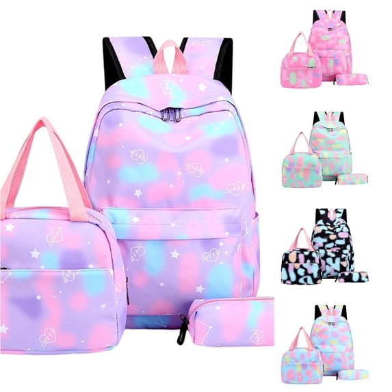 UJNDER Lightweight Gradient 3-Piece Backpack for Elementary and Middle Pretty Daypack with Stylish Design Middle School Backpacks for Girls,07_Purple,Mid