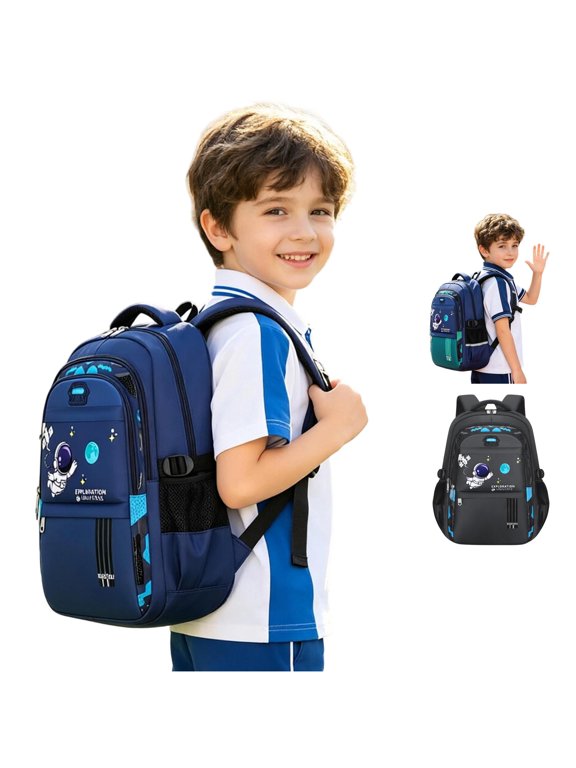 Lightweight Large Capacity Casual Backpack with Cartoon Print Ideal Student Daypack for Commuting and School Use Backpack for School,01_Blue,Large