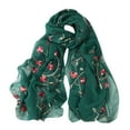 thumbnail image 1 of UJNDER Lightweight Soft Elegant Embroidery Chiffon Scarf for Women Wrap Shawl Headband and Fashionable Outfits Dark Green One Size, 1 of 2