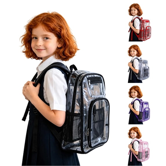 UJNDER Lightweight Transparent Kids Backpack with Clear Design Easy Item Visibility Daypack for School and Daily Use Kids School Backpack,01_Black,Mid