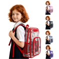 thumbnail image 1 of UJNDER Lightweight Transparent Kids Backpack with Clear Design Easy Item Visibility Daypack for School and Daily Use Kids School Backpack,01_Red,Mid, 1 of 4