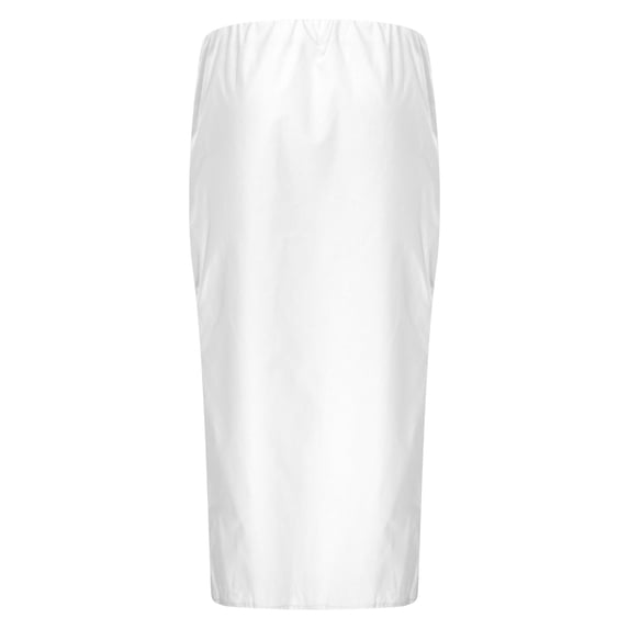 UJNDER Linen Flared Maxi Skirt With Back Slit Elastic Waist Drawstring Long Flowy Ankle Length White S