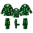 thumbnail image 1 of UJNDER Matching Family Halloween Print Pajama Long Sleeve Silk Like Sleepwear for Kids Comfortable Loungewear Party Outfit Kids Green_002 11-12 Years, 1 of 7