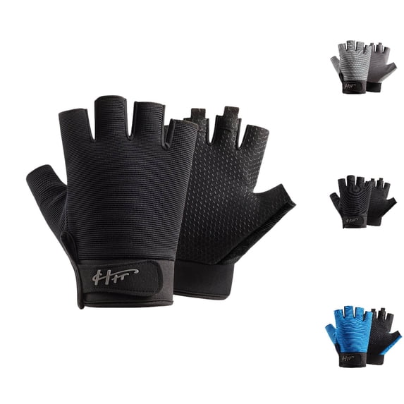 UJNDER Men's Solid Color Half Finger Outdoor Cycling Motorcycle Fitness Riding Training All Weather Gloves Winter Gloves Men