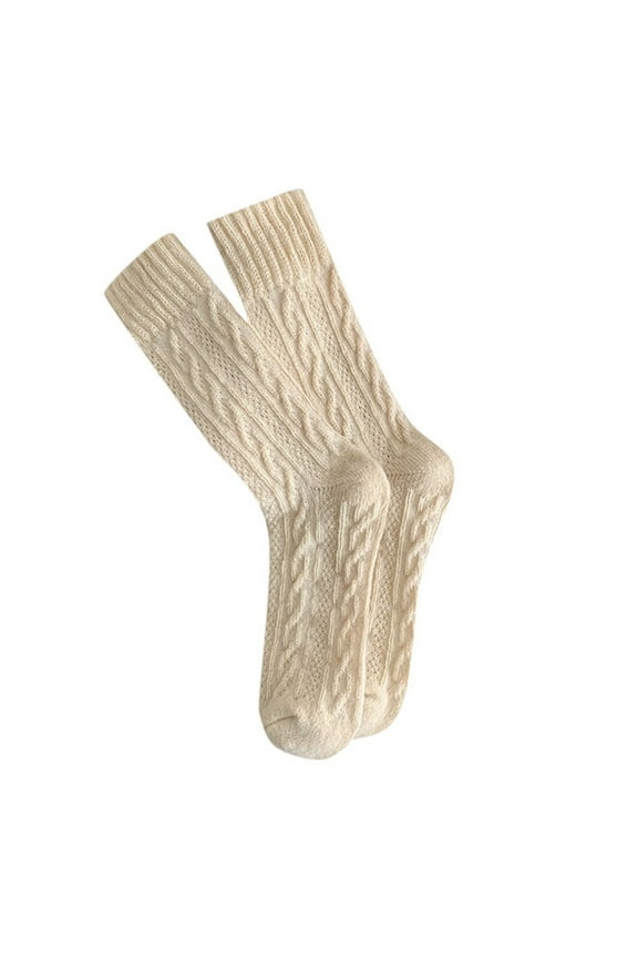 Mens Outdoor Hiking Warm Socks Thermal Trekking Wool Blend Boot Socks Stockings Beige