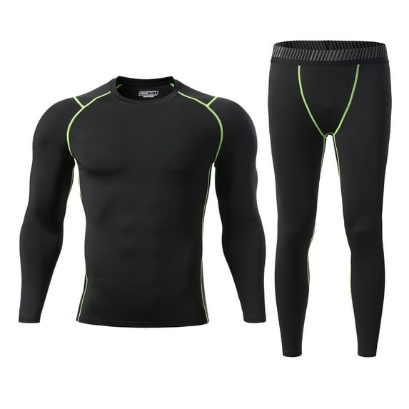 UJNDER Mens Thermal Underwear Thickening and Quick Heating Clothing Pant Set Thermal Underwear for Men #1_Green XXXL