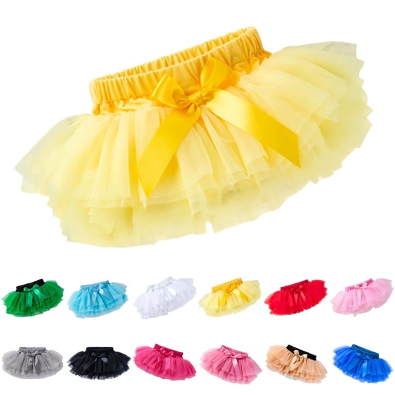 UJNDER Mesh Skirt Childrens Summer Skirts for Girls Half Length Skirts for Babies Tutu Skirts Festival Short Skirts for 0-24 Months Skirts for Girls Yellow,0-3 Months