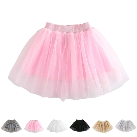 UJNDER Mesh Skirt Girls Summer Skirt with Flared A Line Waistband Casual Party Dress for Toddler Kids 2-10 Years Girls Skirt 02_Pink,9-10 Years
