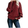 thumbnail image 1 of UJNDER Mid Neck Sweater for Women Loose Long Sleeve Knit Solid Color Pullover Top Red XL, 1 of 6