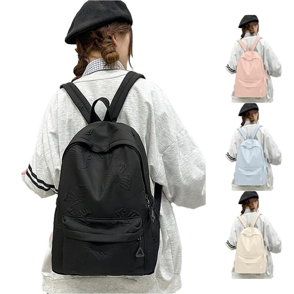 UJNDER Middle High School Students清新 Casual Backpack with Spacious Compartment Padded Straps for Daily Commuting and Travel,Black,Mid