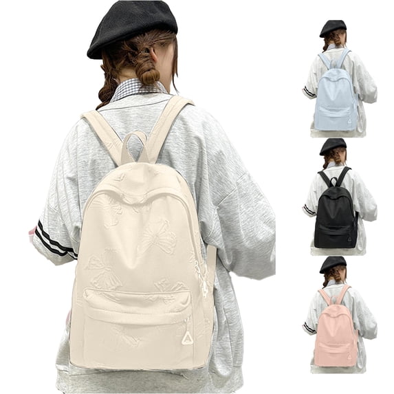 UJNDER Middle High School Students清新 Casual Backpack with Spacious Compartment Padded Straps for Daily Commuting and Travel,White,Mid