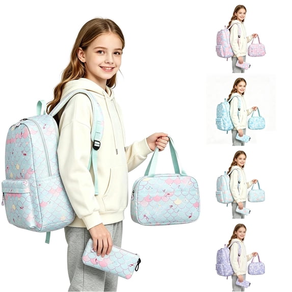UJNDER Middle High School Students Spring Summer Backpack with Pencil 3 Piece Set Casual Daypack for Commuting and Travel,Sky Blue,Mid