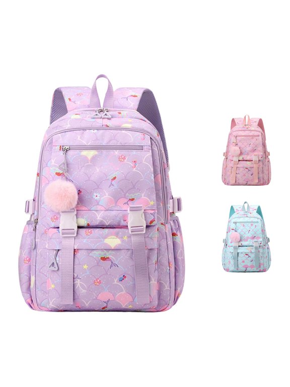 Mini Colorful -Compartment Student Backpack Lightweight Double Shoulder Daypack for School and Daily Activities School Backpacks,01_Purple,Mid