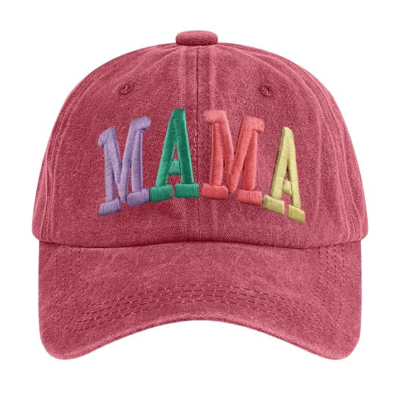 UJNDER Mother's Day Funny Adjustable Mama Hats For Women Mini Baseball Caps For Everyday Wear Cute Novelty For Mothers Family Gift 01-Watermelon Red