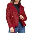 thumbnail image 1 of UJNDER Motorcycle Jacket for Women Winter Thick Warm Suede Lamb Short Coat Shearling Sheepskin Leather Red XL, 1 of 8