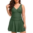 thumbnail image 1 of UJNDER One-Piece Swimsuit for Women Plus Size Printing Shaping Swim Dress with Backless Design for Conservative Coverage Bathing Suits for Women Army Green XL, 1 of 6