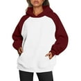 thumbnail image 1 of UJNDER Oversized Hoodies For Women Pullover Sweatshirt Teen Girls Raglan Sleeve Hoodie Wine L, 1 of 6