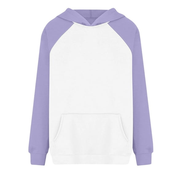 UJNDER Oversized Hoodies for Women Pullover Sweatshirt Teen Girls Raglan Sleeve Hoodie Light Purple L