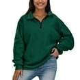 thumbnail image 1 of UJNDER Oversized Sweatshirt for Women Half Zip Pullover Long Sleeve Casual Comfortable for Fall Green_001 XL, 1 of 6