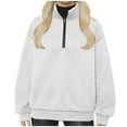 thumbnail image 1 of UJNDER Oversized Sweatshirt for Women Half Zip Solid Color Drop Shoulder Pullover Long Sleeve Workout White XL, 1 of 4