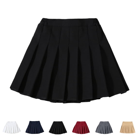 UJNDER Pleated Skirt Girls Summer Fashion Waist Tennis Pleated Slim Skirt Casual Waist Skirt Fashion High Skirt for 3-18 Years A Line Skirt Black,17-18 Years