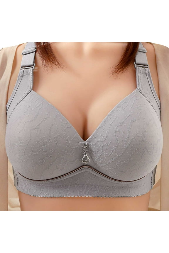 Plus Size Comfortable Breathable Smooth Bra Breast Collection Wireless Bras for Women Grey 36