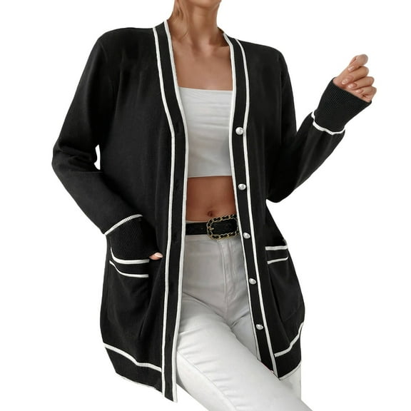 UJNDER Plus Size Knit Cardigan Sweater Open Front Long Sleeve Pocket Outwear Cozy Casual Loose Fit Jacket for Women Black XXXXL