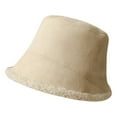 thumbnail image 1 of UJNDER Reversible Suede Bucket Hat for Women Thick Lamb Warm Fisherman Hat Versatile Fall Winter Accessory Beige, 1 of 7