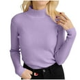 thumbnail image 1 of UJNDER Ribbed Pullover Sweater for Women Turtleneck Elegant Knitted Long Sleeve Slim Fit Autumn Winter Purple One Size, 1 of 4