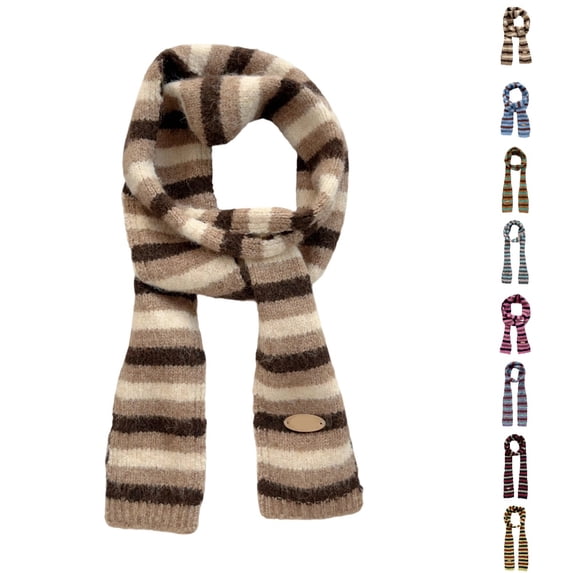 UJNDER Scarf for Women Striped Knitted Neck Fashion Long Style Decorative Neckerchief Warmer Cozy Soft Wrap