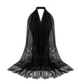 thumbnail image 1 of UJNDER Scarf for Women Tassel Lace Hollow Long Hijab Shawl Wrap Black_#2 One Size, 1 of 3