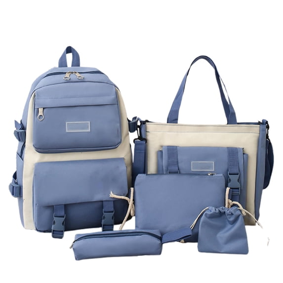 UJNDER School Backpack for Girls Large Capacity School Bag with 5-Piece Set, Lightweight Bookbag for Students and Girls Bookbag 01_Blue,One Size