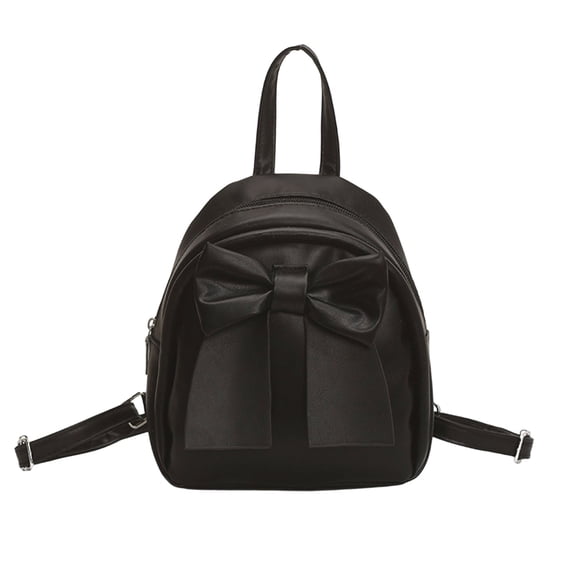 UJNDER School Backpack Stylish Bowknot Zip Closure Casual Lightweight Nylon Purse for Daily Travel Work College Bookbag for Women Black,One Size