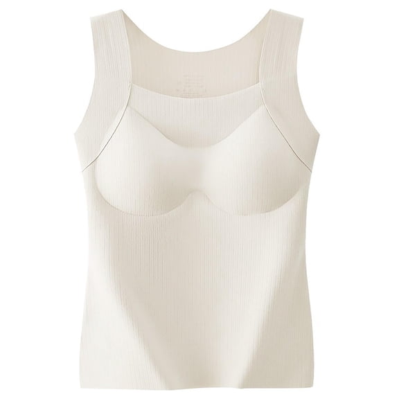 UJNDER Seamless Thermal Vest with Built in Bra Shapewear Base Layer Top for Warm Comfort Vest Tops for Women White XL