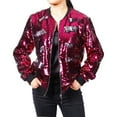 thumbnail image 1 of UJNDER Sequined Baseball Jacket for Women Shiny Sparkly Coat Stylish Fashion Outerwear Long Sleeve Hot Pink XXL, 1 of 5