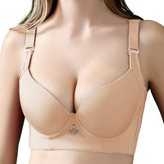 UJNDER Sexy Comfortable Large Breathable Thick Thin Back No Steel Ring Uphold Gathering Bra Bras for Women Beige 40