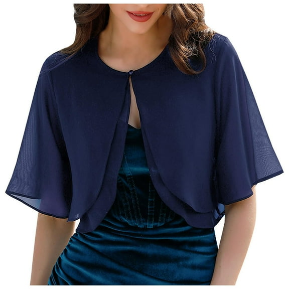 UJNDER Shawl Women's Elegant Women's Elegant Cardigan Silk Quilted Vest Thin Sleeve Jacket Elegant for Wedding Cover Navy L