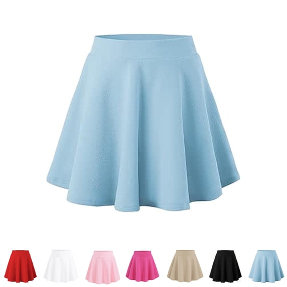UJNDER Short Skirt Girls Casual Athletic Skater Skirt Summer Solid Color Stretch Waist Comfortable Play Outfit Summer Skirts 02_Sky Blue,3-4 Years
