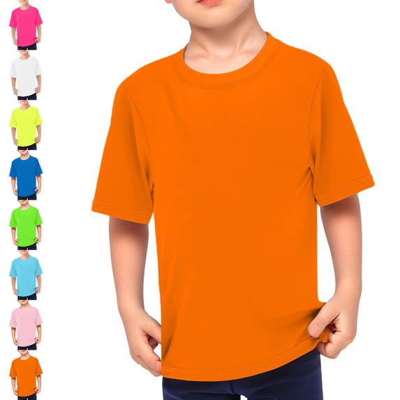 UJNDER Short Sleeve Swim Top UPF 50+ Sun Protection Rash Guard Quick-Drying for Kids Beach Water Sports Swim Top for Boys 4-14Y 01_Orange,13-14 Years